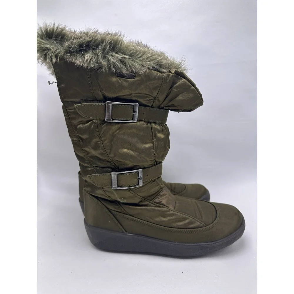 Pajar Womens Green Round Toe Mid-Calf Shearling Style Boots Size EU 39 US 8